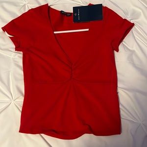 Brandy Melville red v-neck crop top NWT
